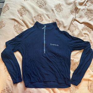 bebe Black Half-Zip Long Sleeve Top